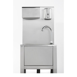 Lave-Mains Commande au Pied avec Poubelle, Distributeur de Savon et de papier - Dynasteel