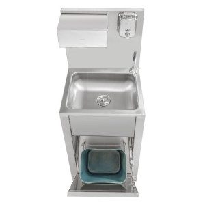 Lave-Mains Commande au Pied avec Poubelle, Distributeur de Savon et de papier - Dynasteel