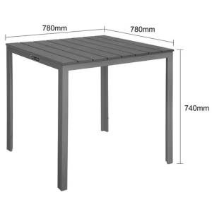 Kvadrātveida galda Valletta ar pelēkām līstēm - 780 mm