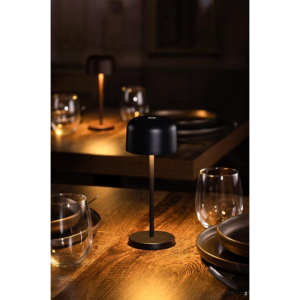 Galda lampa ar apaļu abažūru Lucca melna - 200 mm