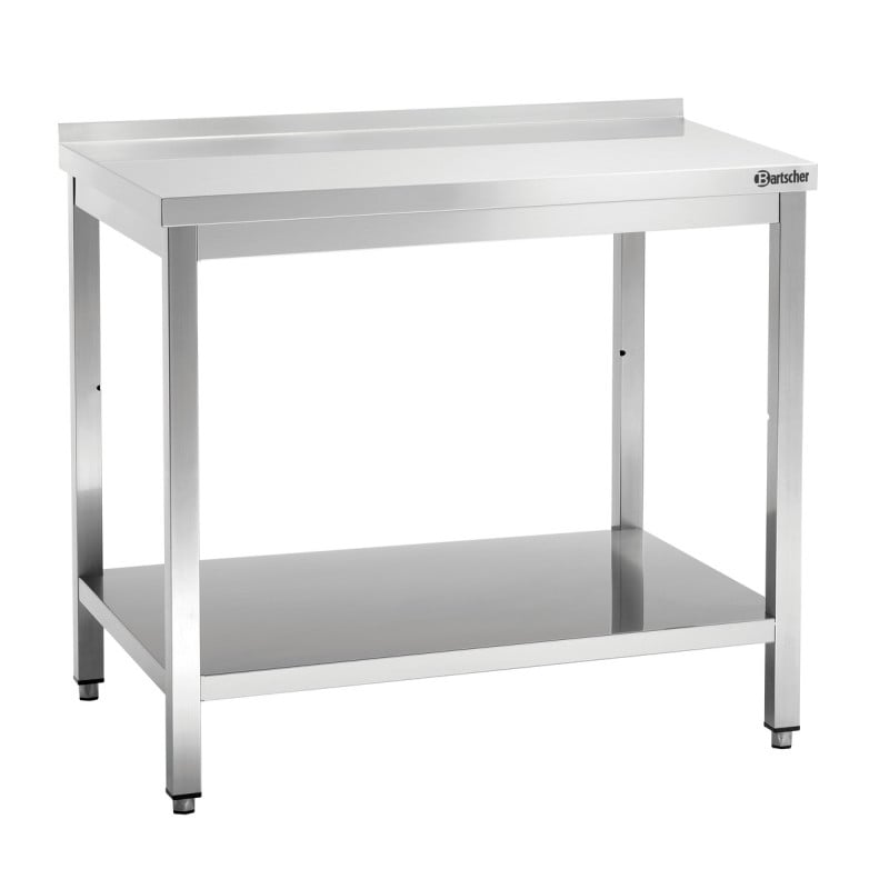 Table de Travail Inox avec Etagère Basse et Dosseret - P 700 mm - L 1200 mm - Bartscher