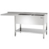 Plonge 2 Bacs avec Passage Lave-Vaisselle, Dosseret et Etagère Basse - L 1800 x P 700 mm - Bartscher