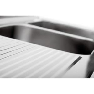 Sink 2 Basins with Dishwasher Passage, Backsplash and Lower Shelf - L 1800 x D 700 mm - Bartscher