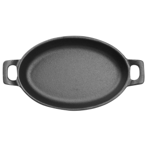 Ovāls čuguna šķīvis ar rokturiem - 180 x 120 mm