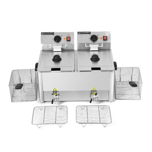 Friteuse Professionnelle 2 x 8 L avec Vidange - Dynasteel