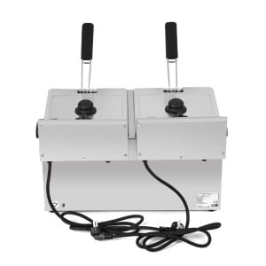 Profesionālais fritieris 2 x 8 L ar iztukšošanu - Dynasteel