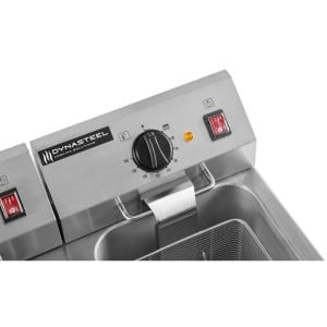 Profesionāla fritēšanas iekārta Premium 2 x 8 L ar iztukšošanu - Dynasteel