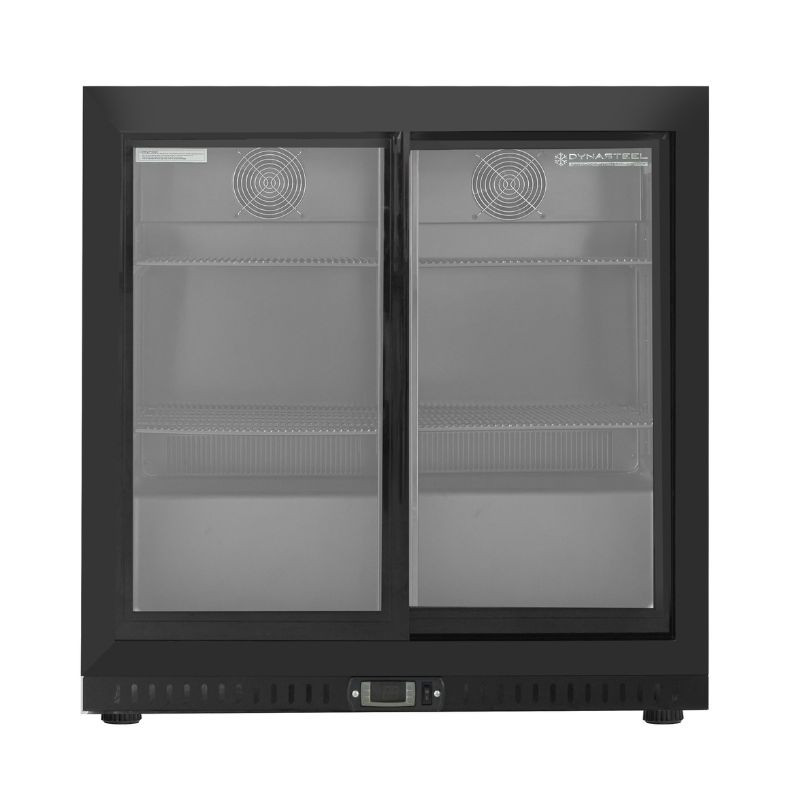 Refrigerated Back Bar 2 Glass Doors - Black Interior Dynasteel