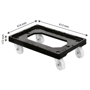 Rolling Base 4 Swivel Wheels - Steel Bracket - Black