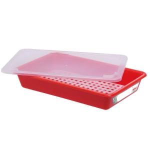 Bac Plat HACCP avec Couvercle et Grille - 5 L - Rouge - Gilac