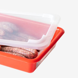 Bac Plat HACCP avec Couvercle et Grille - 5 L - Rouge - Gilac