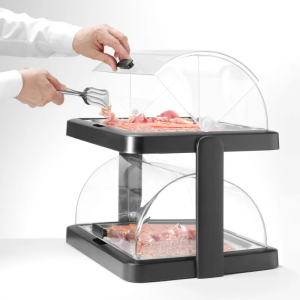Vitrine Buffet ar Bīdāmu Vāku UNIQ - 2 Plaukti - Melns - HENDI