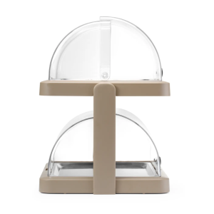 Vitrine Buffet ar bīdāmu vāku UNIQ - 2 plaukti - Bēšs - HENDI