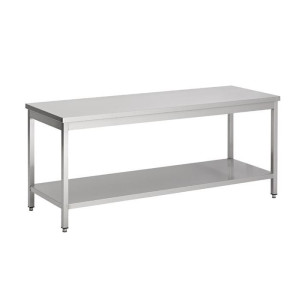 Nerūsējošā tērauda galds ar plauktu - L 2000 x P 600 mm - CombiSteel