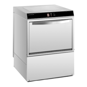 Lave-Vaisselle Professionnel avec Doseur de Liquide de Rinçage et Détergent et Pompe de Vidange - 50 x 50 cm - Dynasteel