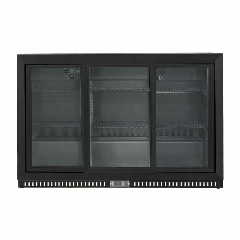 Aizmugurējais bārs Ledusskapis Skinplate - 3 bīdāmās stikla durvis - 328 L - Dynasteel