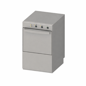 Profesionālā trauku mazgājamā mašīna ar skalošanas šķidruma un mazgāšanas līdzekļa dozatoru - 40 x 40 cm - Dynasteel