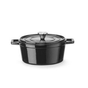 Cocotte en Fonte Émaillée Ronde Noire - 3,7 L - HENDI