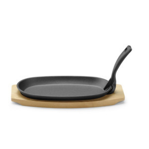 Cast Iron Dish with Wooden Base - Handle with Clamp - HENDI