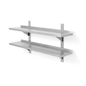 Étagère Murale Réglable 2 Niveaux avec 2 Supports - L 1200 x 300 mm - HENDI