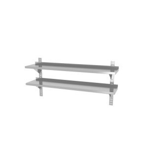 Adjustable Wall Shelf 2 Levels with 2 Supports - L 1400 x 300 mm - HENDI
