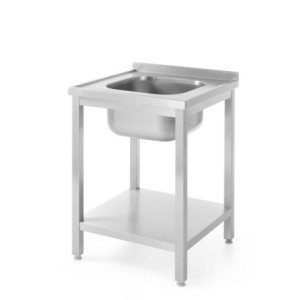 Plonge 1 Central Profi Line Sink with Shelf - D 600 x W 600 mm - HENDI