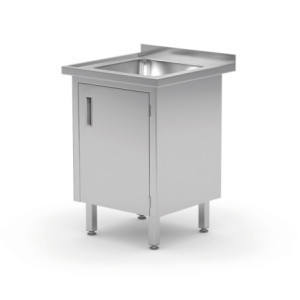 Metināta izlietnes galds ar skapīti - L 600 x P 600 mm - HENDI