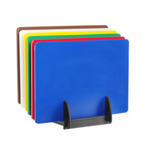 Plastmasas griešanas dēļu komplekts HACCP - 6 gab. ar statīvu - HENDI