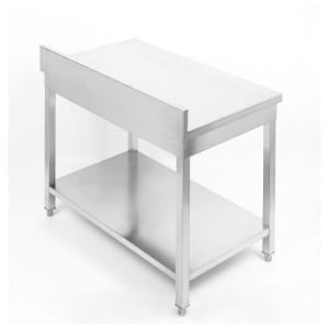 Dynasteel Stainless Steel Table with Backsplash and Shelf - Robust and functional