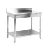 Dynasteel Stainless Steel Table with Backsplash and Shelf - Robust and functional