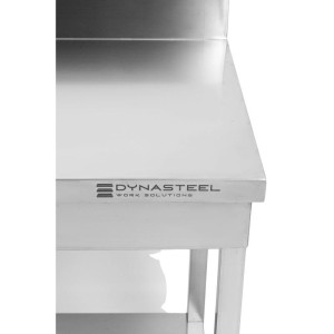 Inox Dynasteel galds ar aizmugurējo paneli un plauktu - Izturīgs un funkcionāls