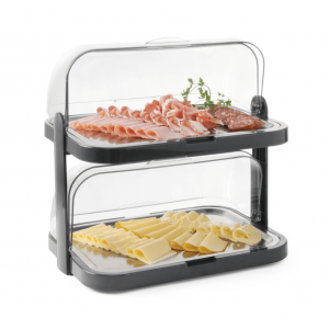 Vitrine Buffet with Sliding Lid UNIQ - 2 Trays - Black - HENDI