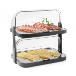 Vitrine Buffet ar Bīdāmu Vāku UNIQ - 2 Plaukti - Melns - HENDI