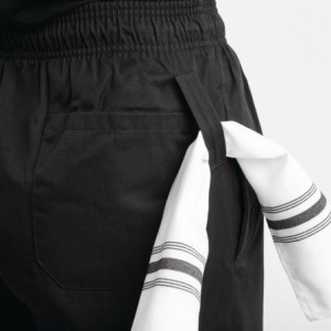 Ērti melni virtuves bikses Easyfit ar Teflon apstrādi - izmērs XS - Whites Chefs Clothing - Fourniresto