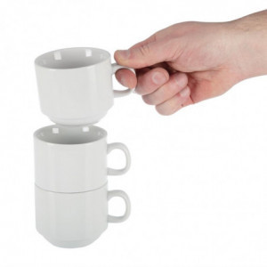 Stackable White Tea Cup Whiteware 200 ml Ø 80 mm - Set of 12 - Olympia - Fourniresto