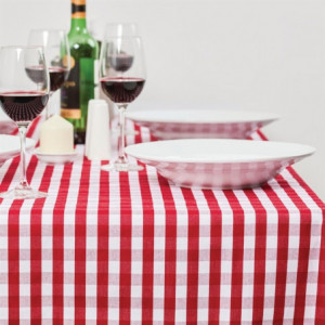 Nappe kvadrātveida ar sarkaniem rūtiņiem no poliestera 1780 x 1780mm - Mitre Essentials - Fourniresto