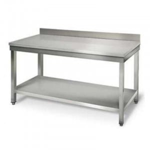 Table Inox avec Etagère et Dosseret - P 600 mm - L 1800 mm