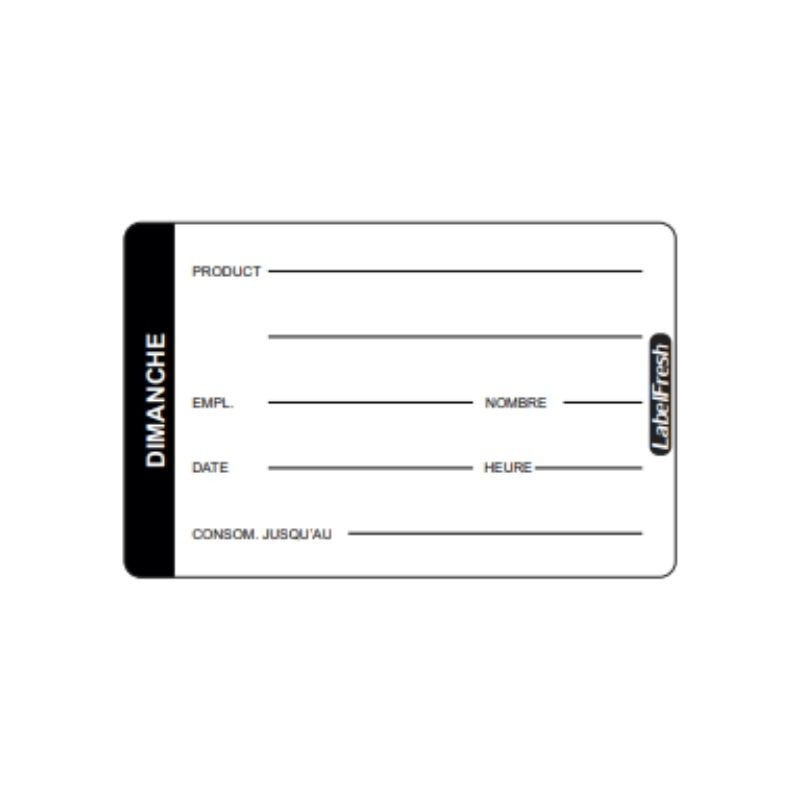 Etiquette de Traçabilité LabelFresh Pro - Dimanche - 70 x 45 mm - Lot de 500 - LabelFresh Etiquette de Traçabilité LabelFresh Pro - Dimanche - 70 x 45 mm - Lot de 500 - LabelFresh