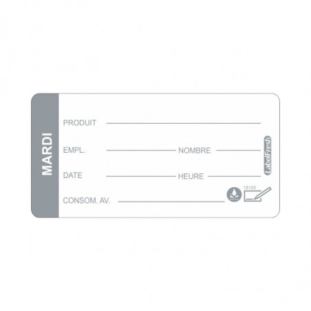 Etiķete izsekojamībai LabelFresh Soluble Pro - Otrdiena - 60 x 30 mm - Partija 250 - LabelFresh