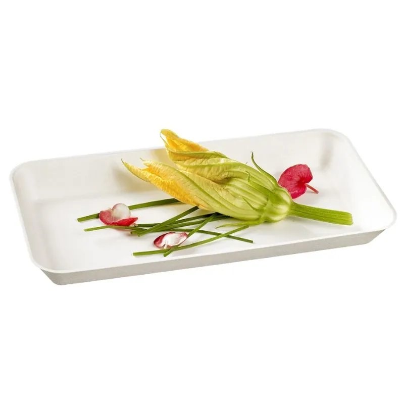 Baltās kanopju šķīvja plāksne - 200 x 100 mm - 50 gabali komplektā