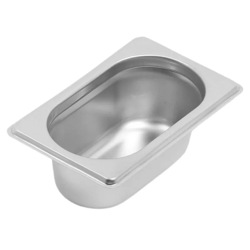 Gastronorm Trauks GN 1/9 no Nerūsējošā Tērauda AISI 201 - Dziļums 65 mm - 0,6 L - Gastronorm Trauks Bufetei un Uzglabāšanai