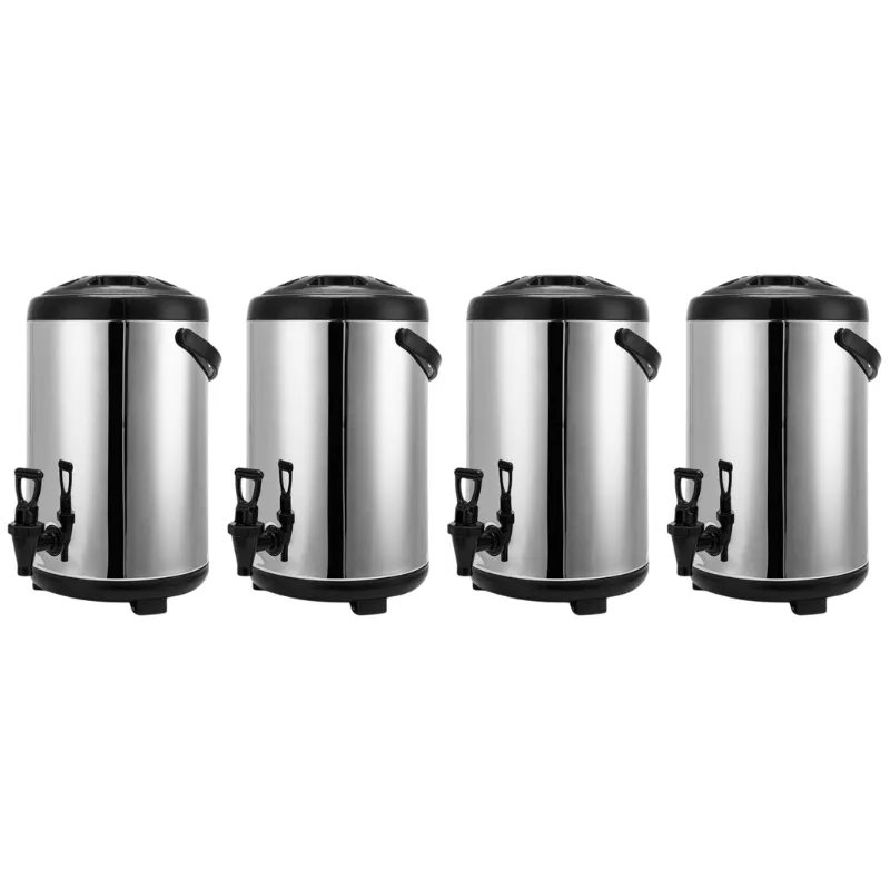 Komplekts ar 4 izotermiskiem dzērienu dozatoriem 7,5 L Inox AISI 304 ar krānu, karstiem un aukstiem, CHR
