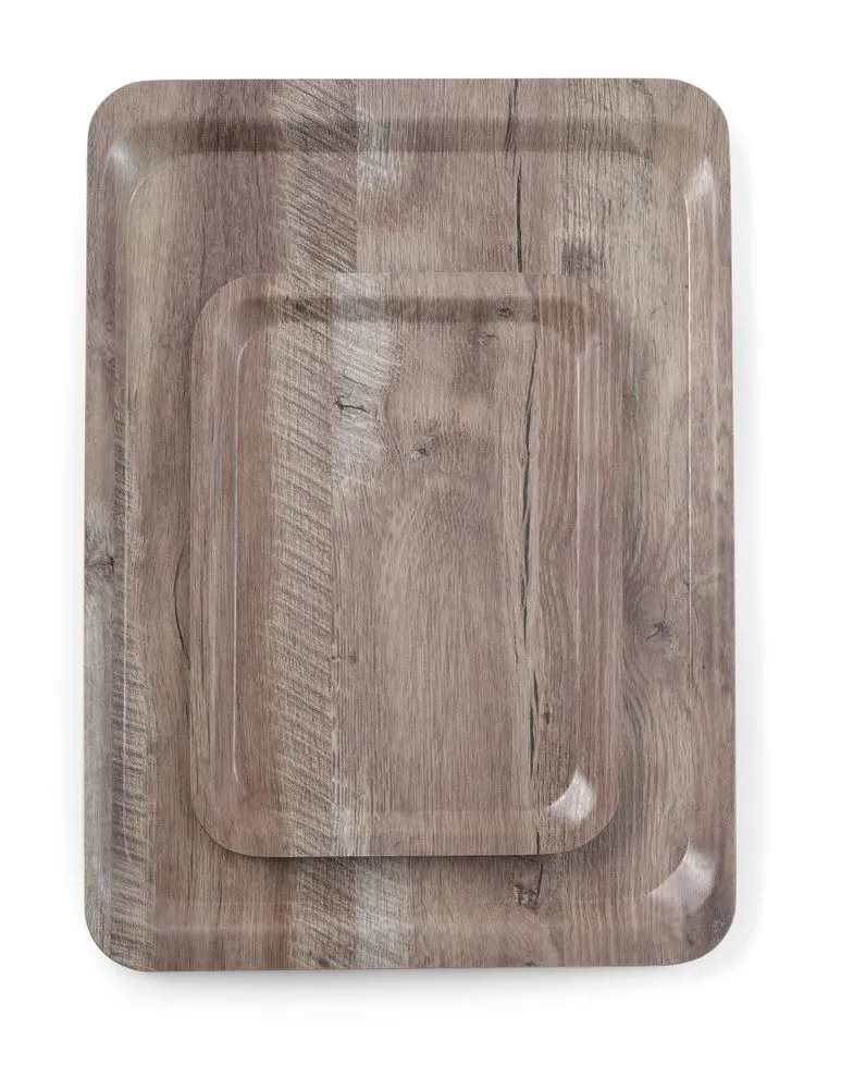 Apgaismojuma plāksne no melamīna ar tumšu koka rakstu - 530 x 370 mm