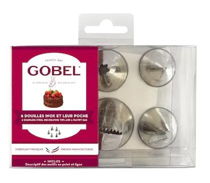 Boîte de 6 douilles inox et poche à douille