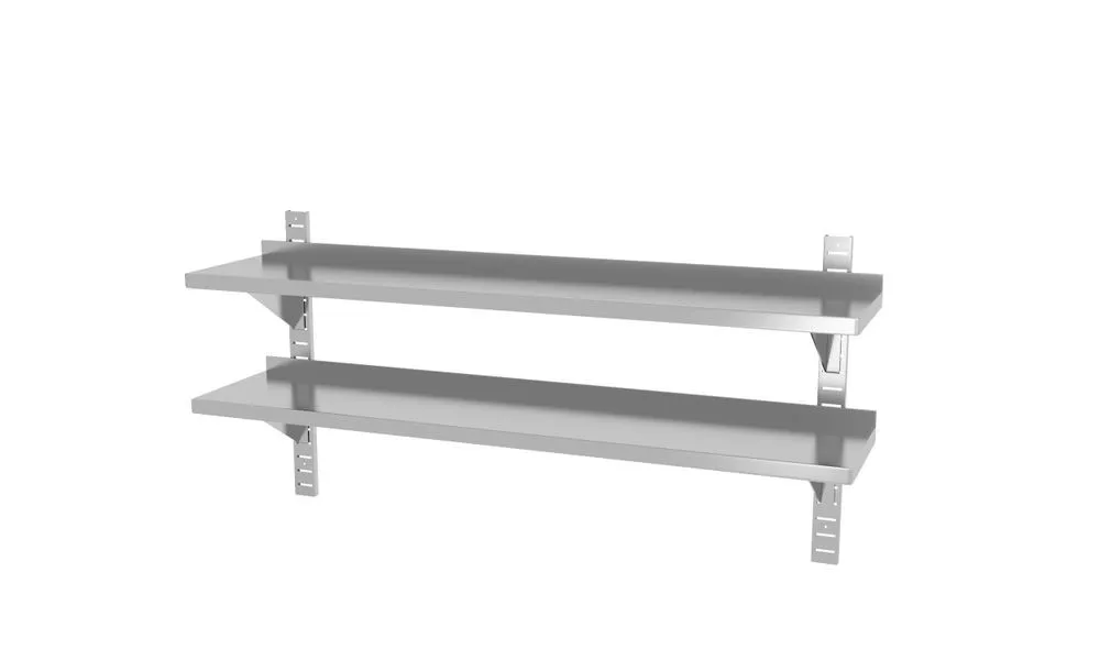 Regulējams Sienas Plaukts ar 2 Līmeņiem un 2 Kronšteiniem - L 1400 x 300 mm