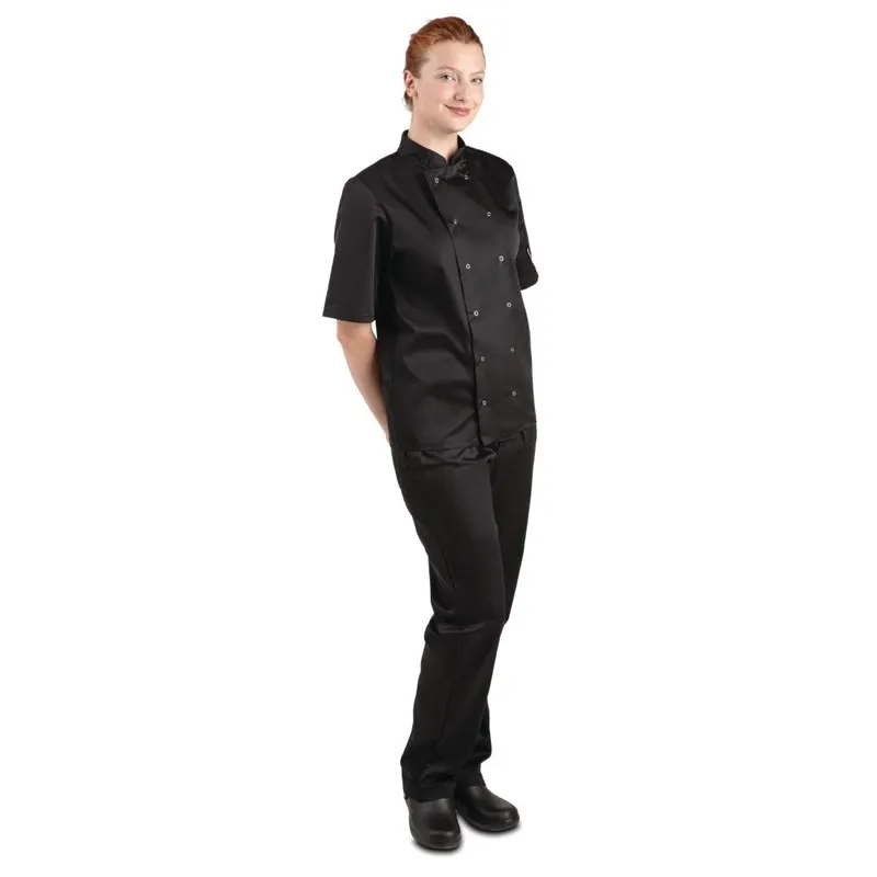 Veste de Cuisine Mixte Noire à Manches Courtes Vegas - Taille L