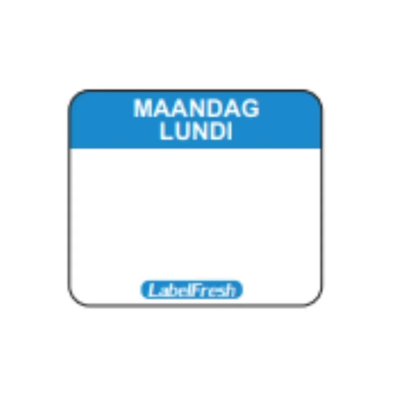 Trauksmes marķējums FreshEasy - Pirmdiena - 30 x 25 mm - 1000 gabalu komplekts