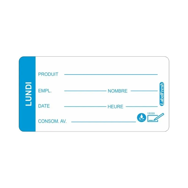 Trauksmes marķējums LabelFresh Soluble Pro - Pirmdiena - 60 x 30 mm - 250 gabali