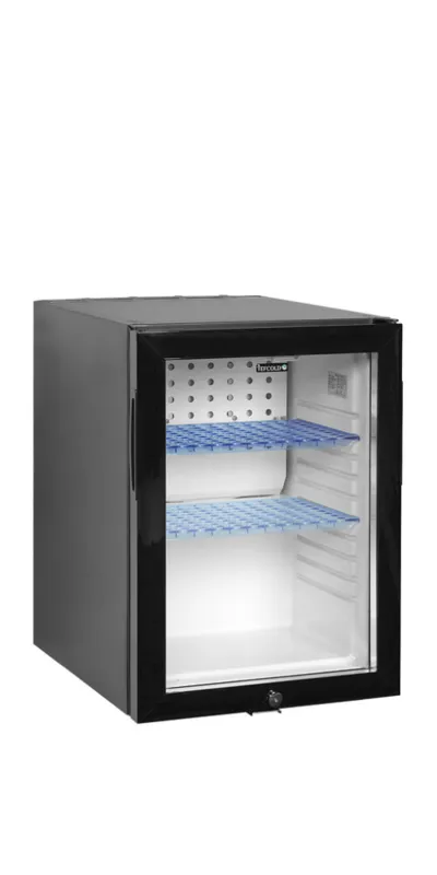 Mini bāra ledusskapis ar stikla durvīm melns - 34 L