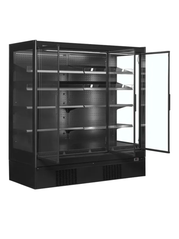 Pozitīvs melns lielveikala ledusskapis - 3 durvis - 1160 L